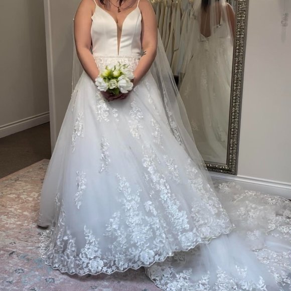 Morilee Canada Wedding Dress and First Class Bridal Cathedral Veil - Picture 3 of 4
